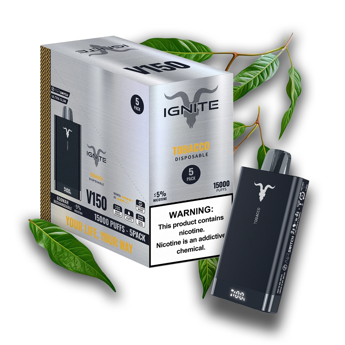 Ignite V150 Vape Device - Tobacco [5 Pack]