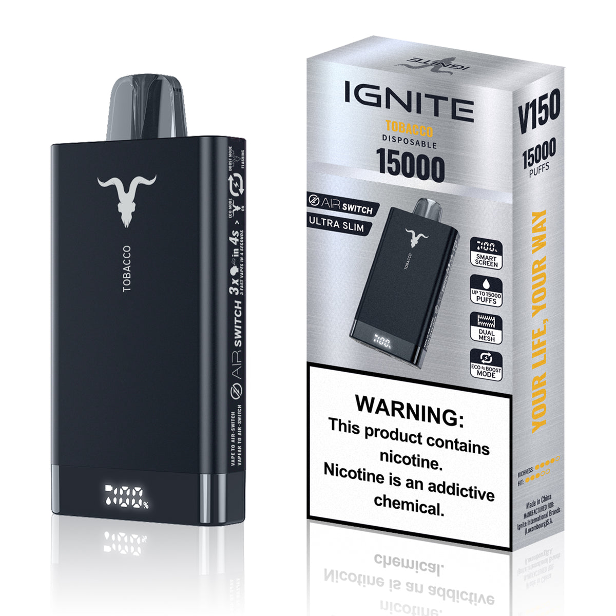 Ignite V150 Vape Device - Tobacco - PUFF IGNITE